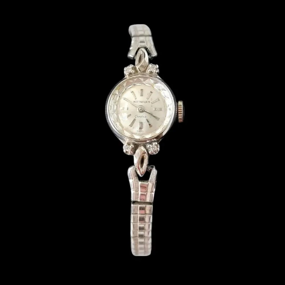 RARE Wittnauer Swiss 17 Jewels 10K Gold Filled Ladies Watch/4 Diamonds